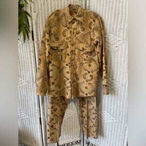 Vintage 70s 80s Snakeskin Illusions Camo 2 pc pants + shirt jacket men’s medium